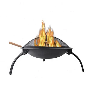 outdoor garden  metal  black foldable  fire pit