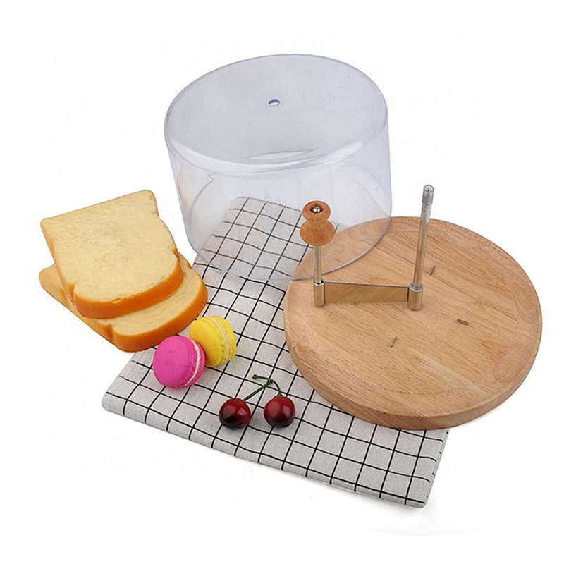 Rotatable round cheese slicer with wood cutting board