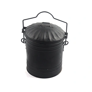 Metal Fireplace Ash Bucket with Lid and Handle