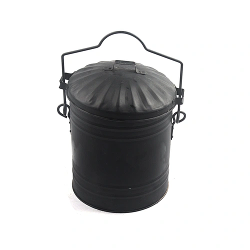 Metal Fireplace Ash Bucket with Lid and Handle