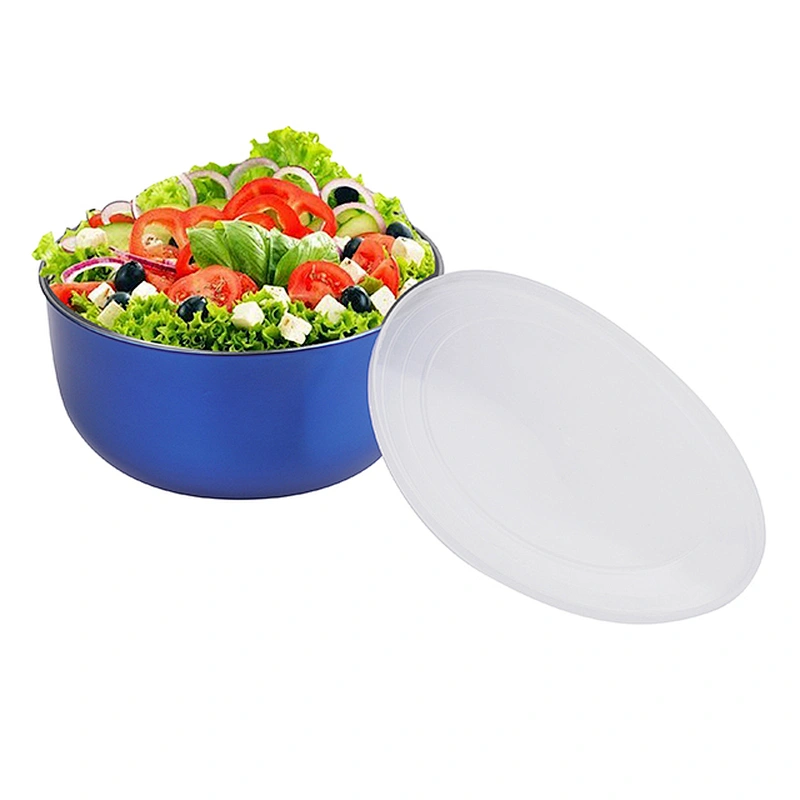 Food grade stainless steel color 2pcs vegetable mixing bowl set salad bowl with cover