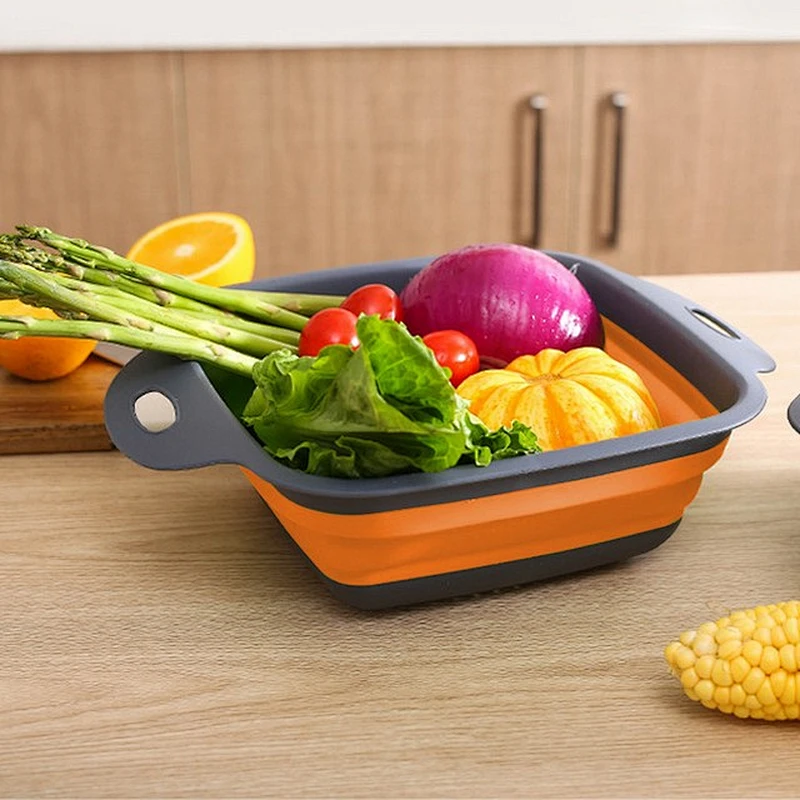 Foldable food grade BPA free fruit vegetables washing basket strainer/colander For Home and Kitchen utensils