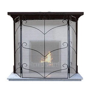 Durable new design hot selling metal 3-Panel Iron Fireplace Screen Guard Fence Accessories Steel Spark Guard