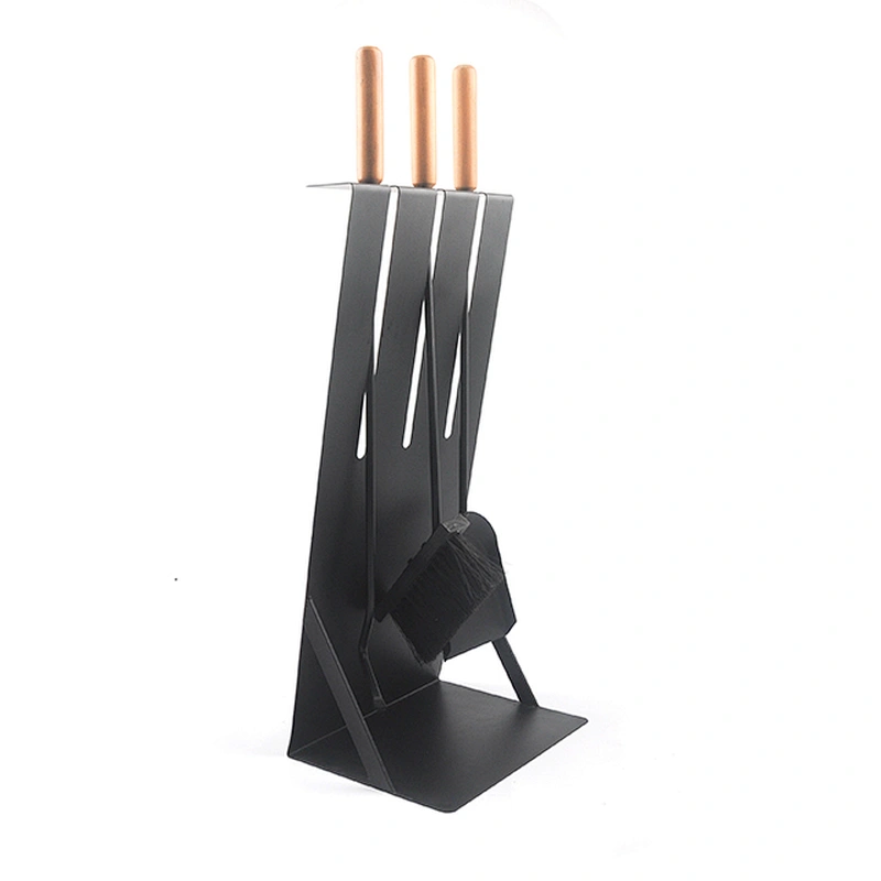 Hot selling indoor metal fireplace tool set with wooden handle  3pcs fireplace tools