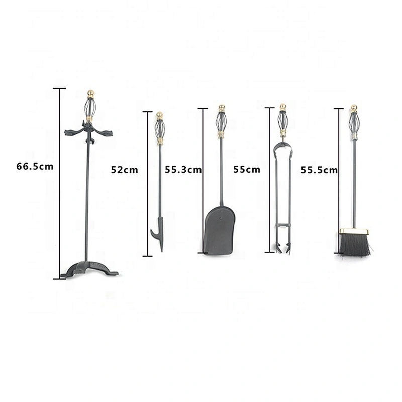 Black coating  5 Pieces fire place stand indoor fireplace companion tools kit set