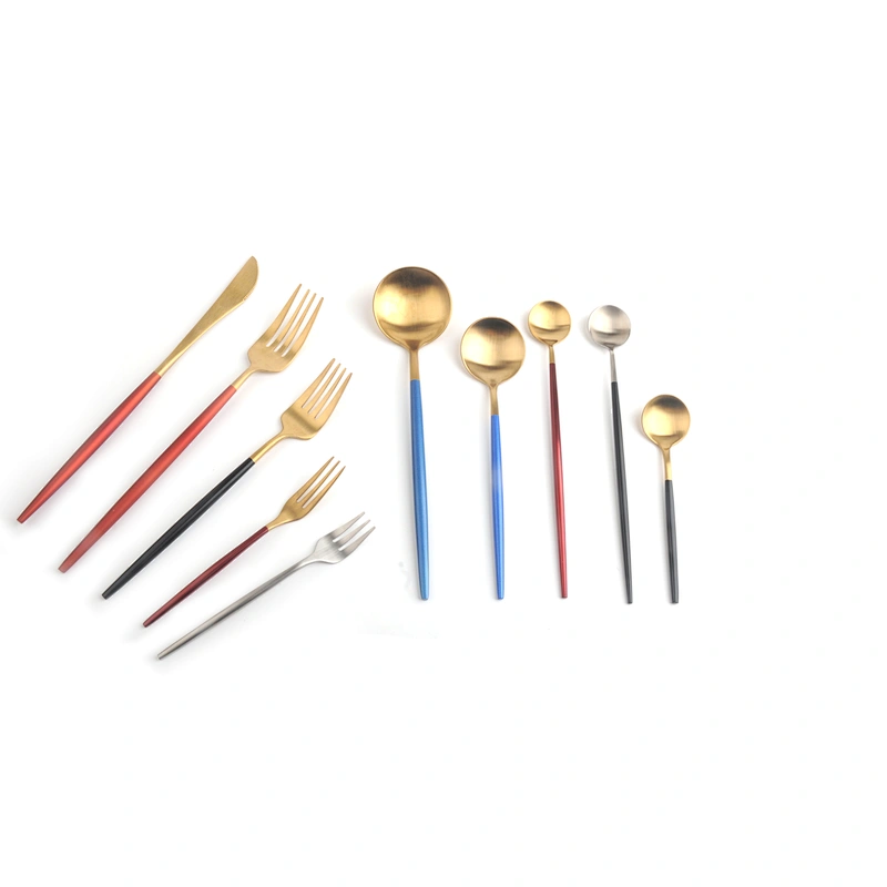 luxury elegant 18/10 silverware stainless steel restaurant bulk flatware set custom gold plated reusable cutlery set
