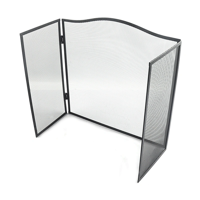 Iron Safe Proof Fence 3 Panel  Fireplace Screen Flat,Baby Safe Proof Fire Place Fence,Decorative Scroll Spark Guard Cover