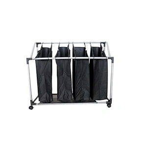 New Design Waterproof Oxford Sorter cart with wheel and 4 movable Bags For Clothes Rolling Cart foldable laundry basket