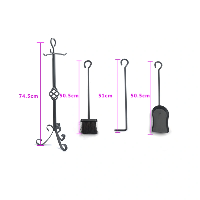 Black coating fireplace tools luxury wrought Iron fireplace accessories 5pcs Set
