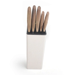 High Quality Embossing Kitchen 5 PCS Non-stick Coating Stainless Steel Knife Set With Block