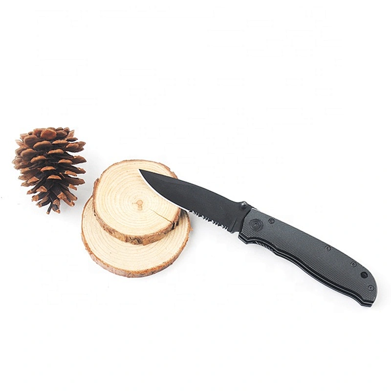 Professional pocket survival folding knife with black coating