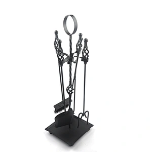 Black coating Luxury Wrought Iron fireplace accessories 5pcs Set