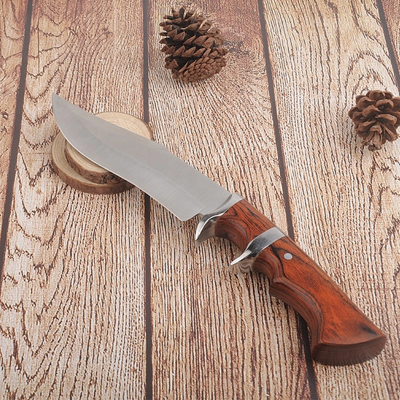 Matt Finished Stainless Steel Survival Camping Knife with Pakka Wood Handle