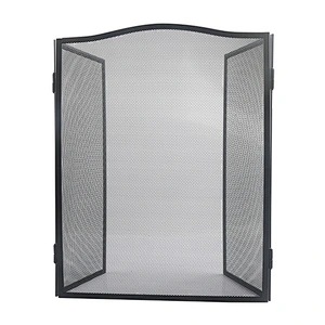 Iron Safe Proof Fence 3 Panel  Fireplace Screen Flat,Baby Safe Proof Fire Place Fence,Decorative Scroll Spark Guard Cover