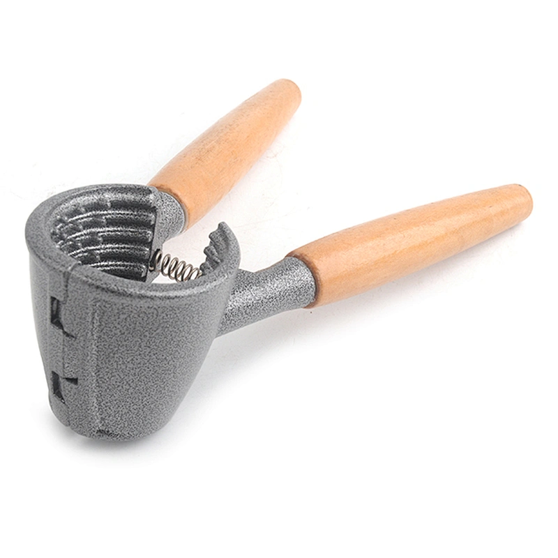 Easy to use food grade metal kitchen manual nuts cracker machine with wood handle nut cracker soldier