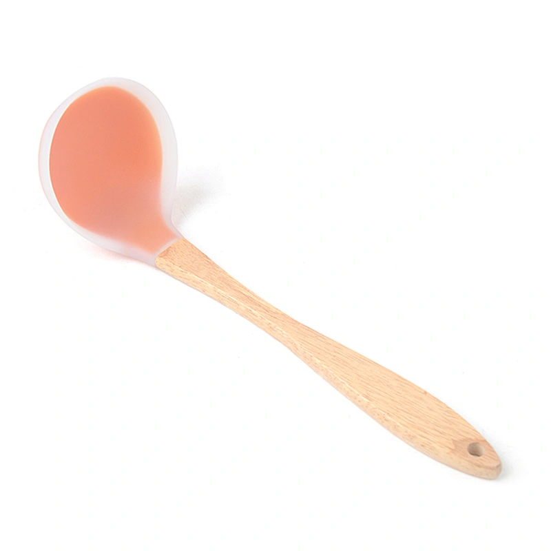 colorful 6 pcs heat resistant wooden handle silicone kitchen cooking utensils set