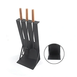 Hot selling indoor metal fireplace tool set with wooden handle  3pcs fireplace tools