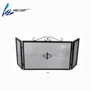 Popular Folding screen painted fireplace screen fire screen With Black Powder Coating