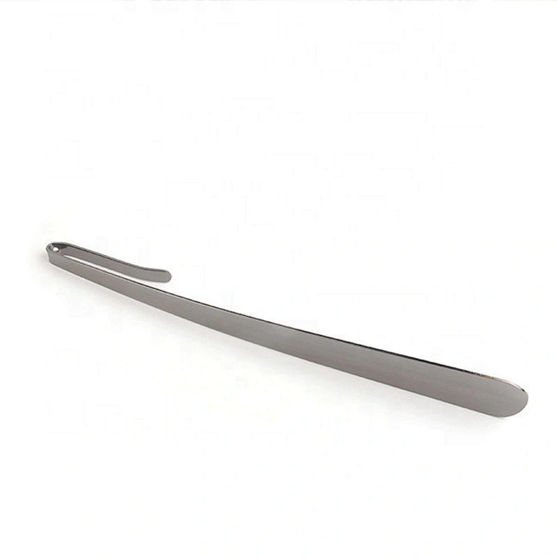 Stainless steel hotel shoe horn 42cm customized metal shoehorn with comfort grip