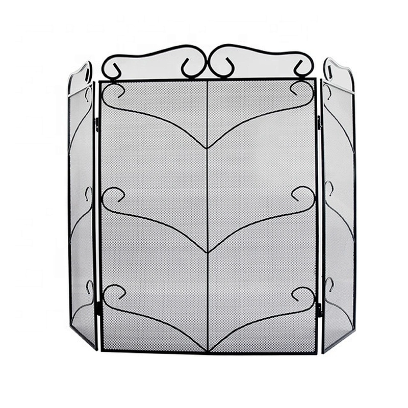 Durable new design hot selling metal 3-Panel Iron Fireplace Screen Guard Fence Accessories Steel Spark Guard