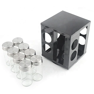 Eight jar rotatable kitchen spice rack for kitchen