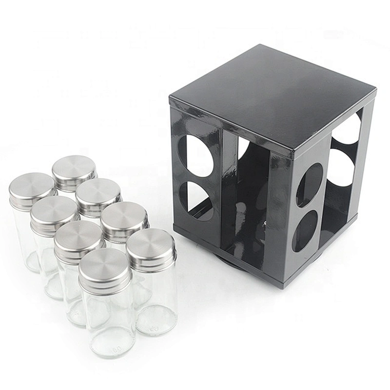 Eight jar rotatable kitchen spice rack for kitchen
