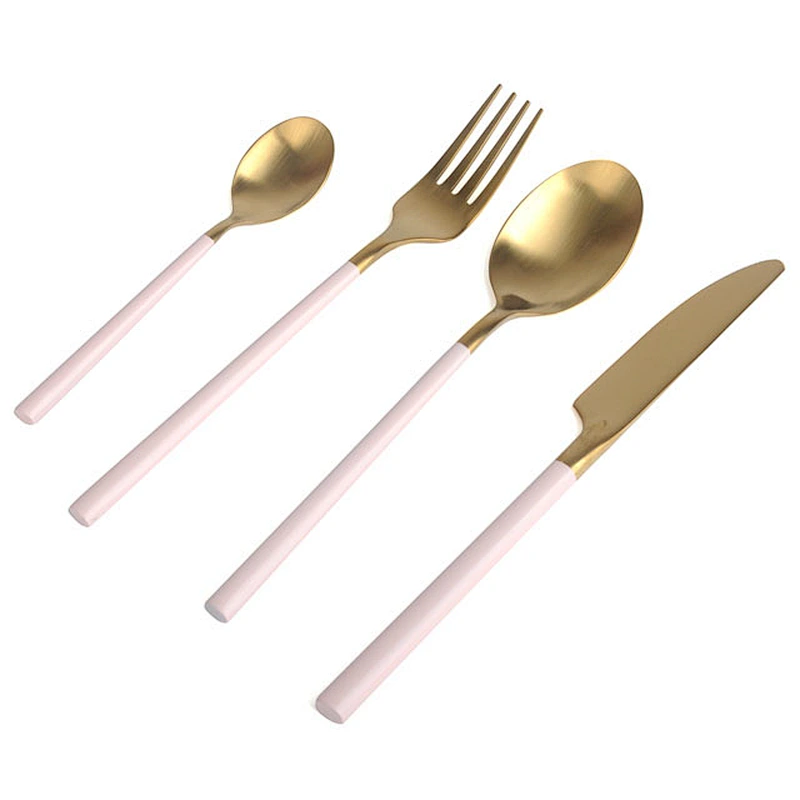 elegant 18/10 silverware stainless steel restaurant bulk flatware set custom gold plated reusable cutlery set