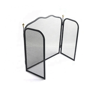 Wholesale Home And Garden Simple Design Black Metal Thick Mesh Fireplace Safety Screen