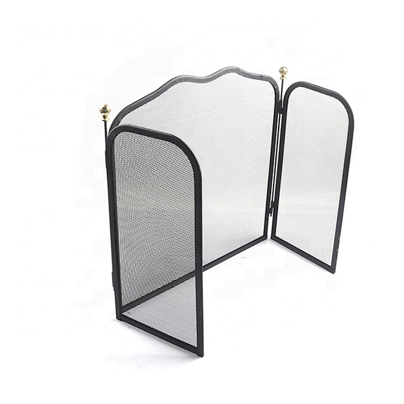 Wholesale Home And Garden Simple Design Black Metal Thick Mesh Fireplace Safety Screen