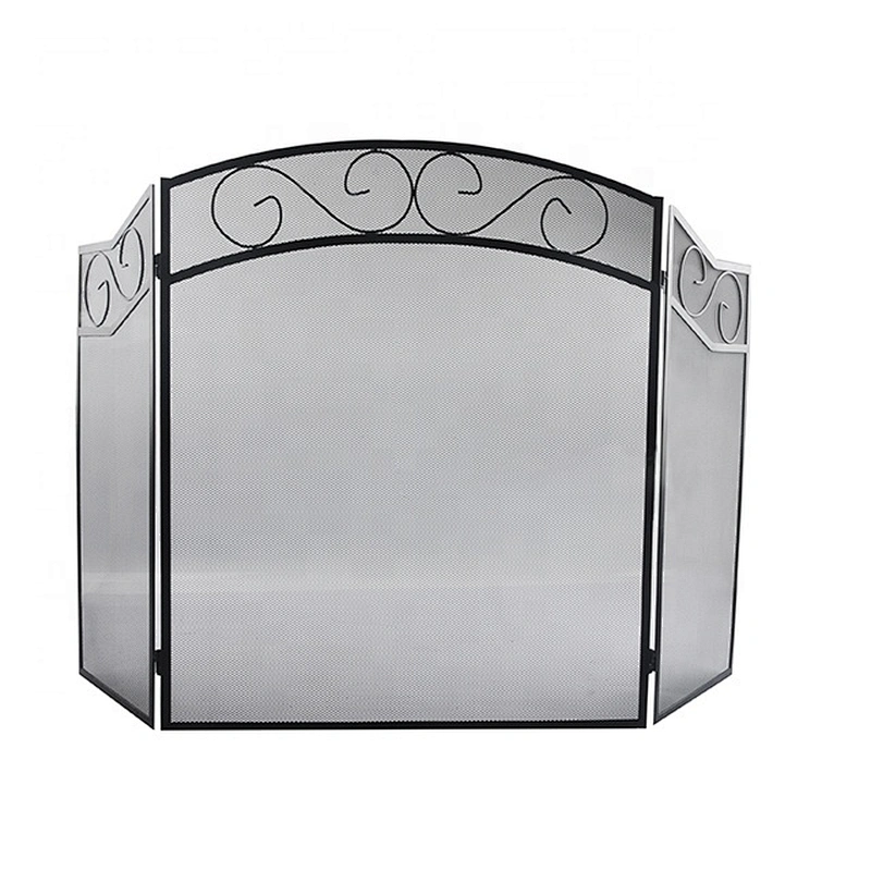 Durable hot selling metal Iron 3-panel fireplace screen for Guard Fence Accessories Steel Spark Guard