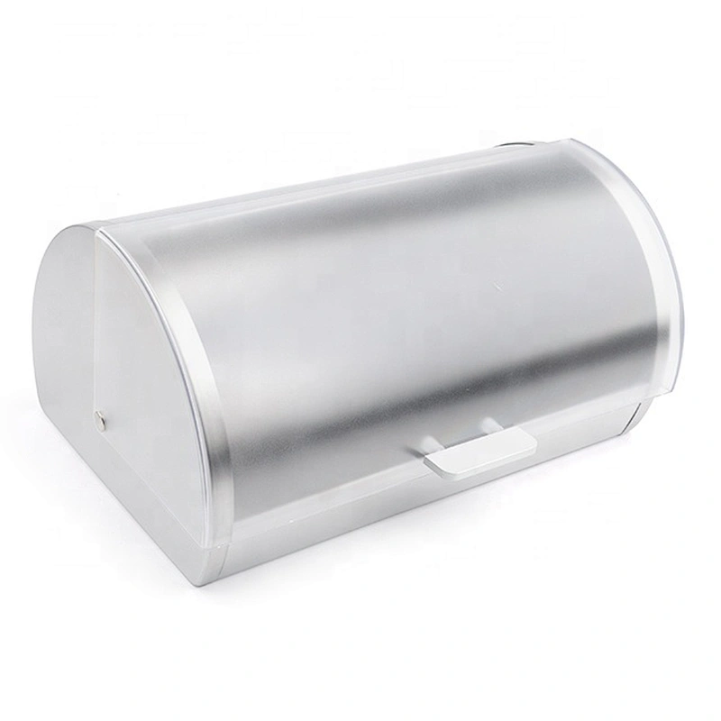 Stainless Steel Bread Bin / Food Storage Roll Top Box / Bread Box with Window for Kitchen