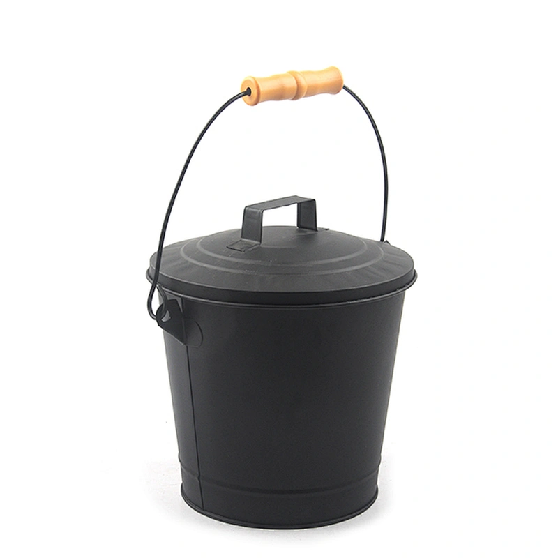 Fireplace accessories Black iron black ash bucket with lip for fireplace tool
