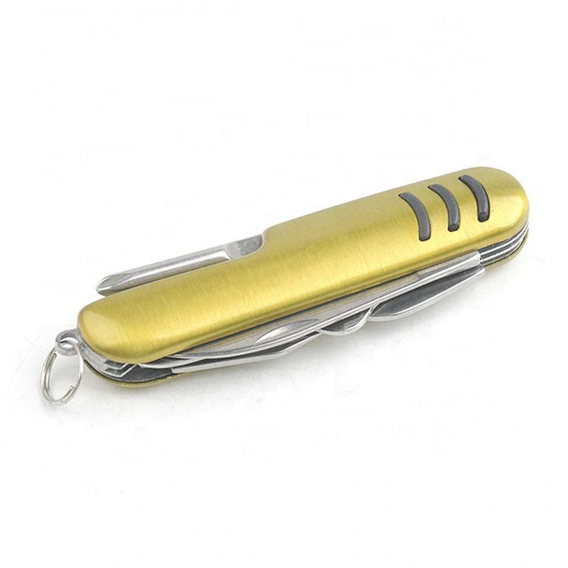 8 In 1 Multi Purpose  Stainless Steel Blade Folding Pocket Survival Hunting Knife Tools with Aluminum Handle