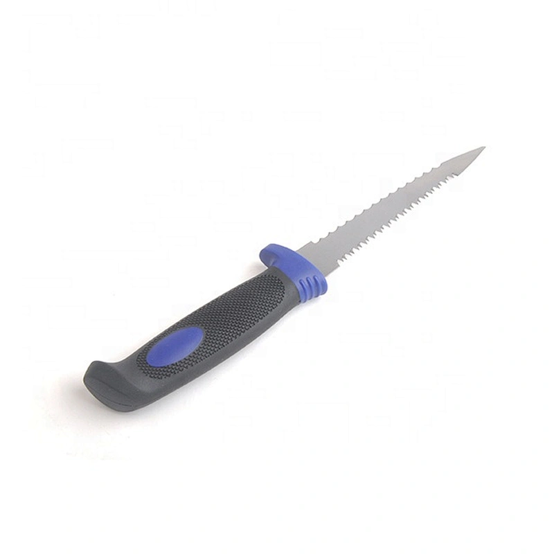 Double Blade Saw Stainless Steel Outdoor Fishing Black Camping Survival Fillet Knife With Non Slip Soft Touch Handle