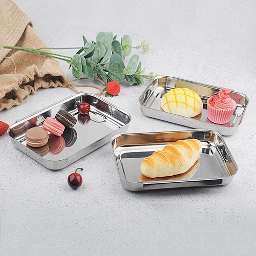 Manufacturer  stainless steel food grade  multifunction cheap   kitchen square  plate set of 3pcs