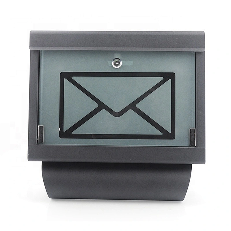 Apartment outdoor wall mounted waterproof black powder coating mailbox  with window