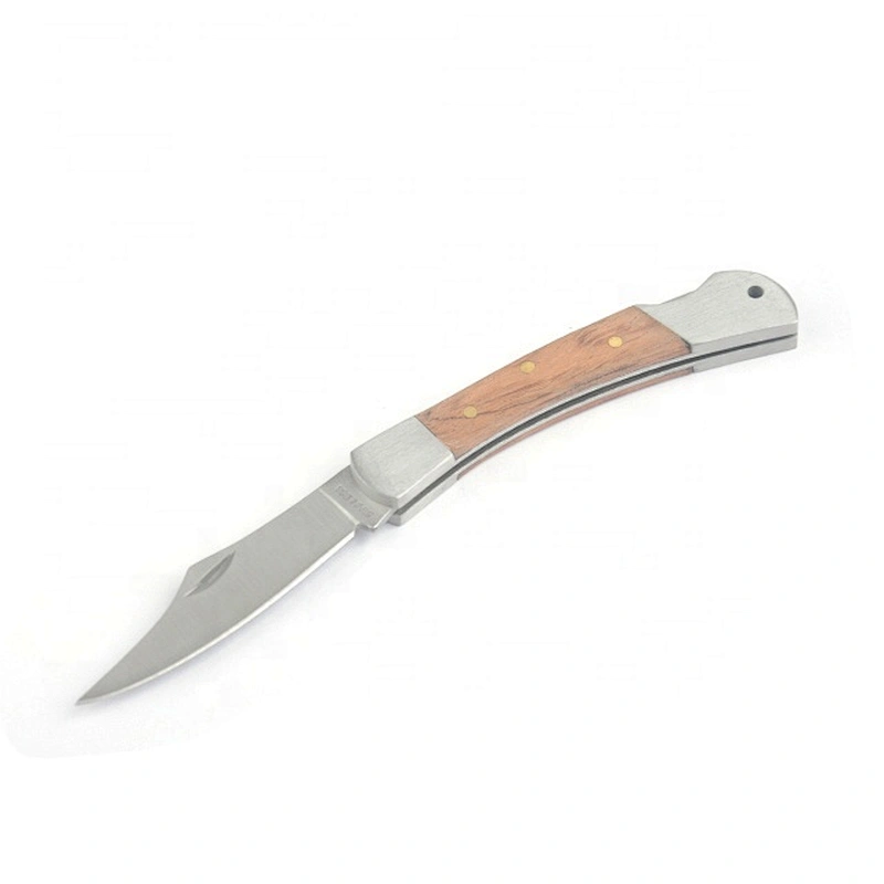 Classic Quality Stainless Steel Blade Folding Pocket Knife with Wooden Handle