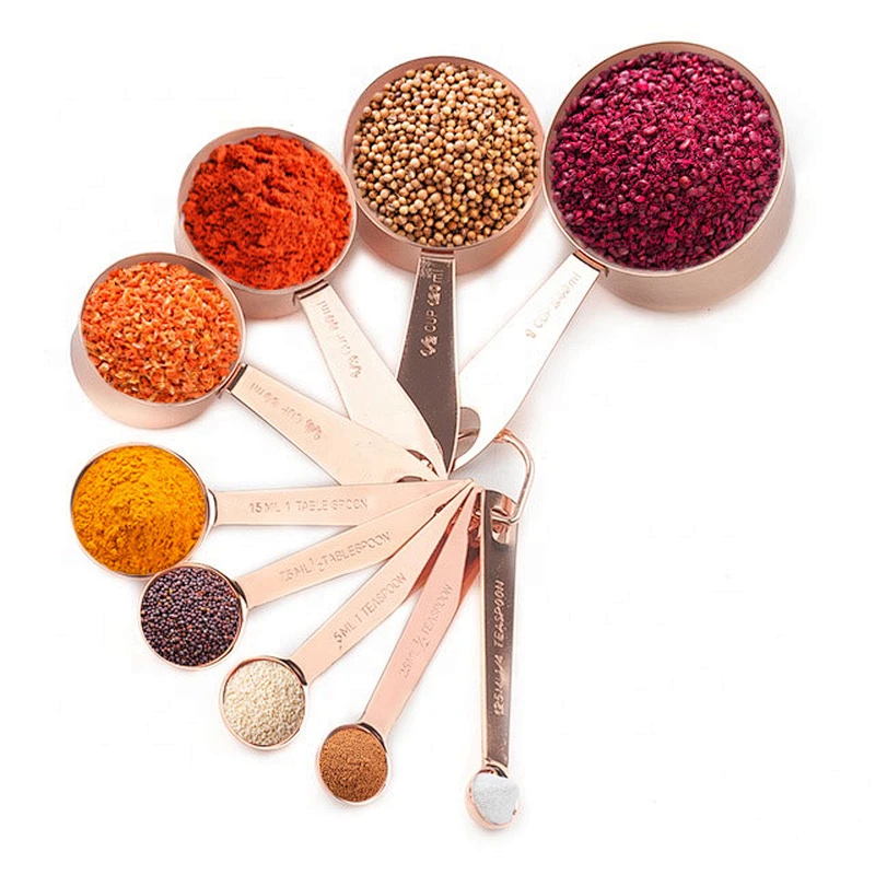 Hot selling copper plating kitchen measuring spoon & measuring cup set