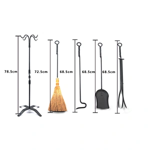 Black coating fireplace tools metal fireplace tool set  with Newly designed brush