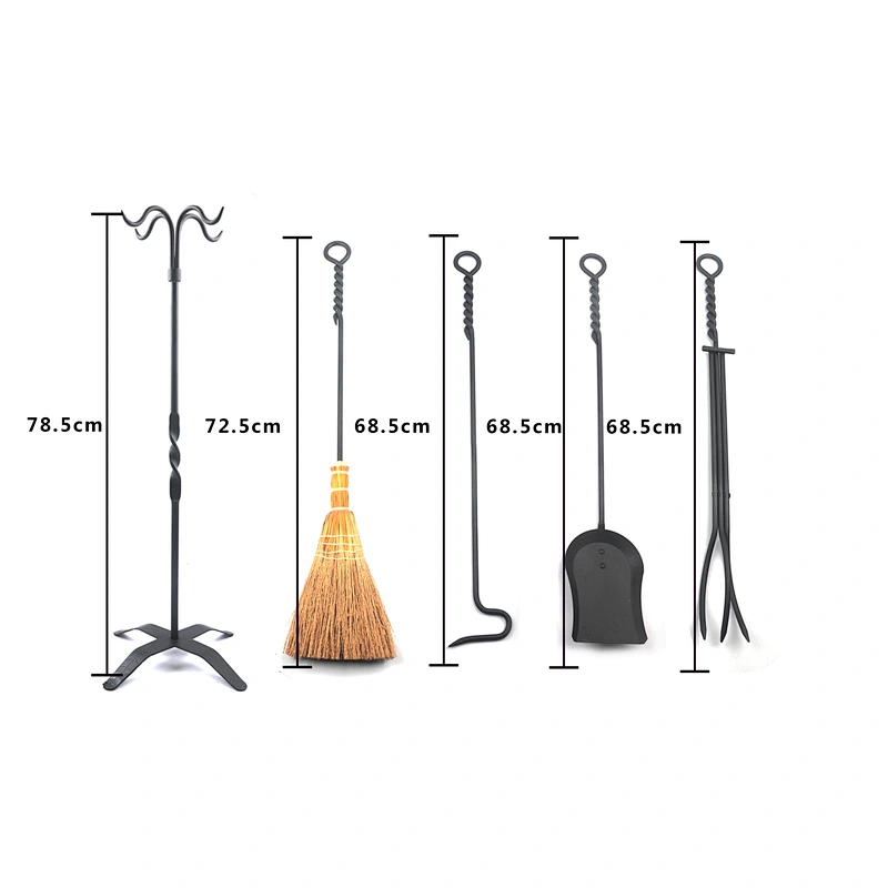 Black coating fireplace tools metal fireplace tool set  with Newly designed brush