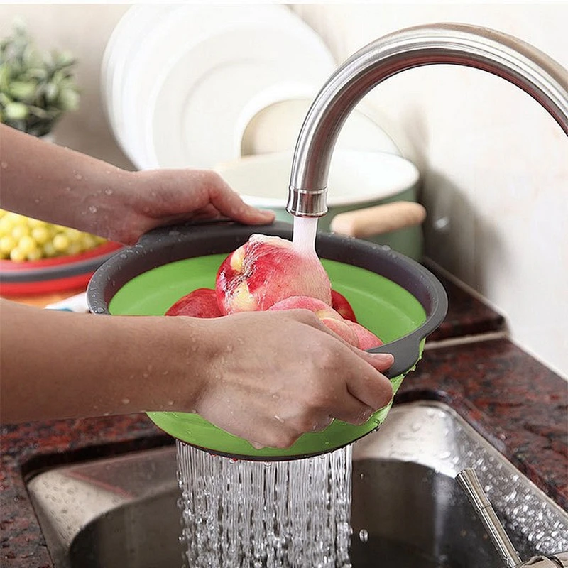 Food grade collapsible BPA free  fruit vegetables washing basket strainer/colander For Home and Kitchen accessories