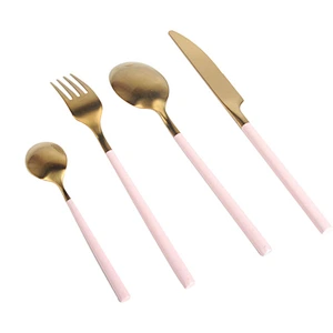 elegant 18/10 silverware stainless steel restaurant bulk flatware set custom gold plated reusable cutlery set