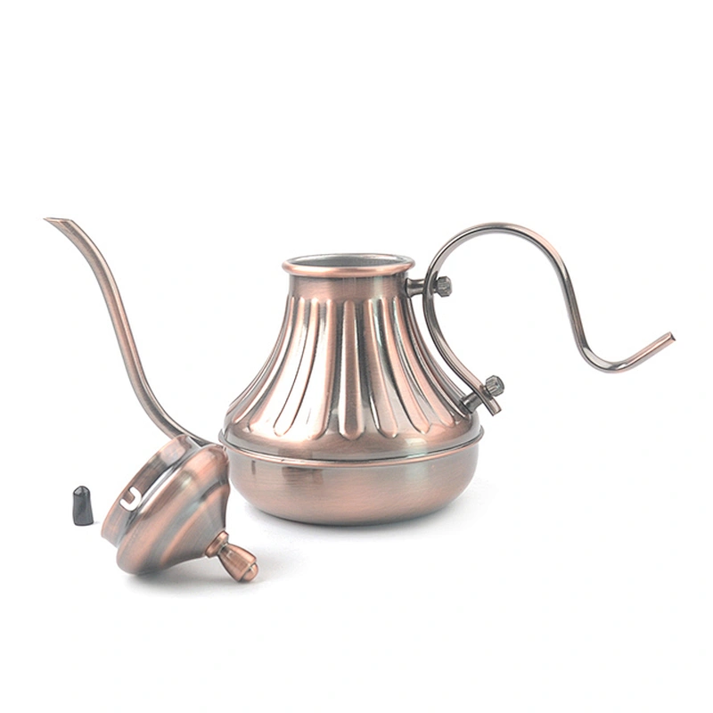 Hand Drip Coffee Gooseneck Spout Drip Pot Copper antique color Stainless Steel Teapot Coffee Drip Pot