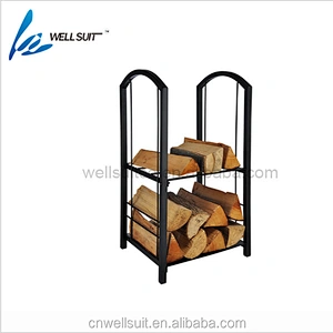 Wrought Iron log rack Fireplace Accessories Firewood Log Rack with two layer