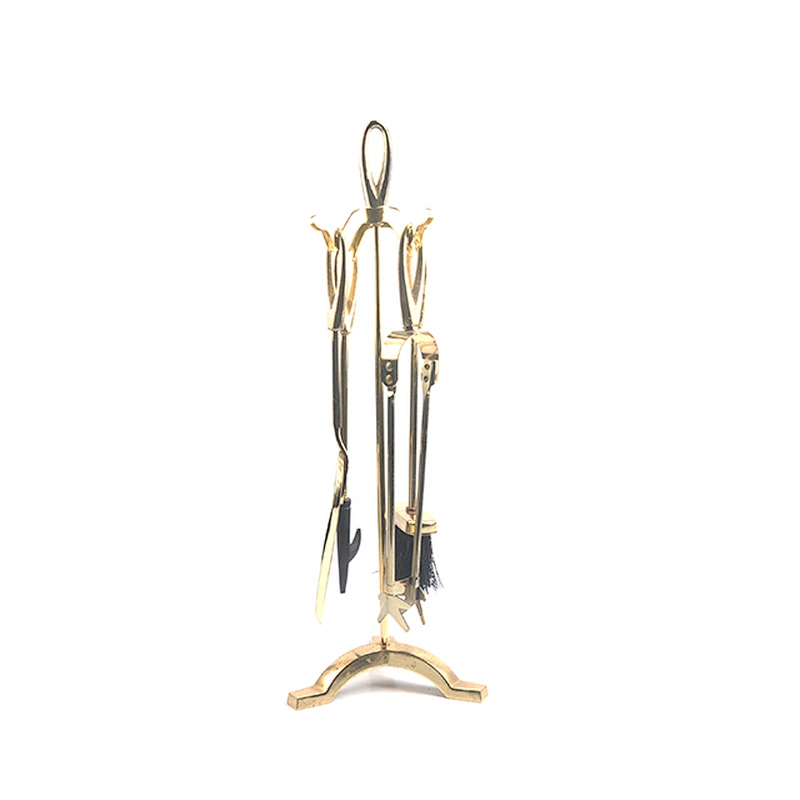 High Quality Luxury Fireplace Accessories Iron Fireplace Tool Set with Gold Plate