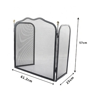 Wholesale Home And Garden Simple Design Black Metal Thick Mesh Fireplace Safety Screen