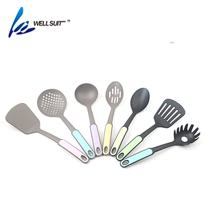 Best 7 piece colorful pink travel silicon kitchen utensil set silicone