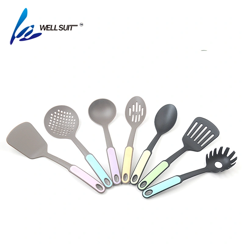 Best 7 piece colorful pink travel silicon kitchen utensil set silicone