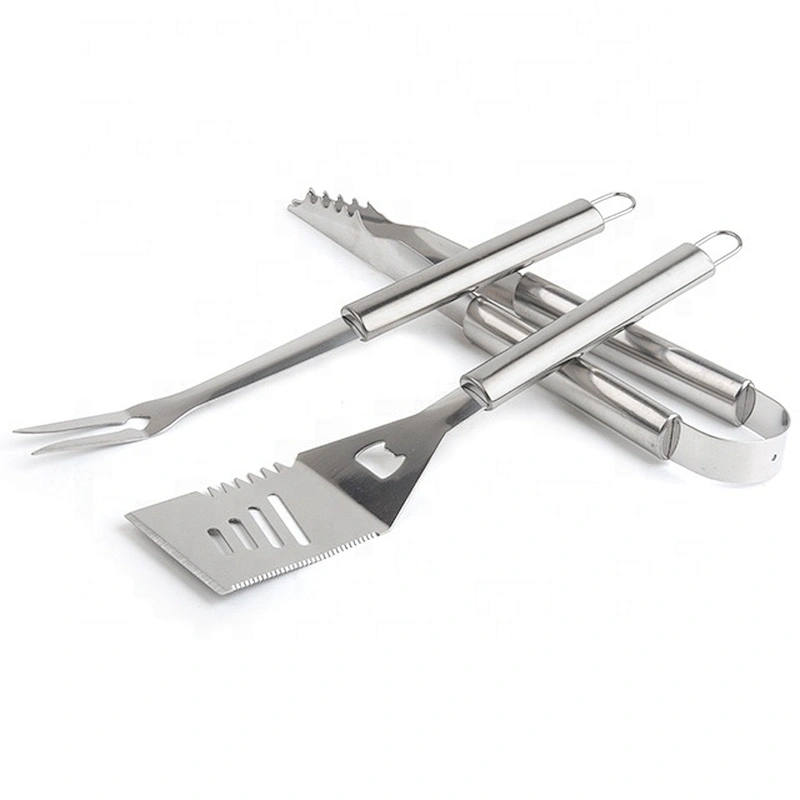 Easy to use  hot selling stainless steel BBQ tools set 3pcs with BBQ nylon bag