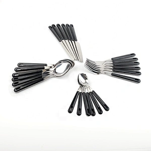Wholesale Metal Silverware Kitchen 24pcs Tea Coffee Black Dessert Gold Flatware Spoon And Fork Cutlery Set Stainless Steel